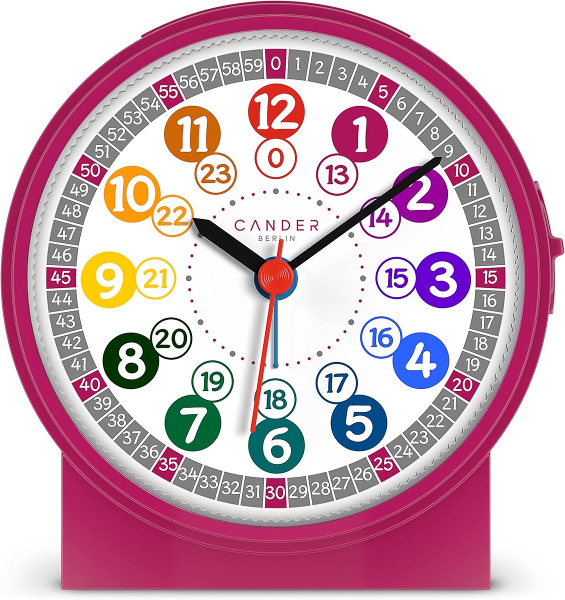 SnelShoppen - Kinderen Alarmklok Roze - Snooze Functie - Noiseless Beweging - Tafelklok met Lampje - 11 cm - Kindvriendelijk Design - Perfect voor Sla
