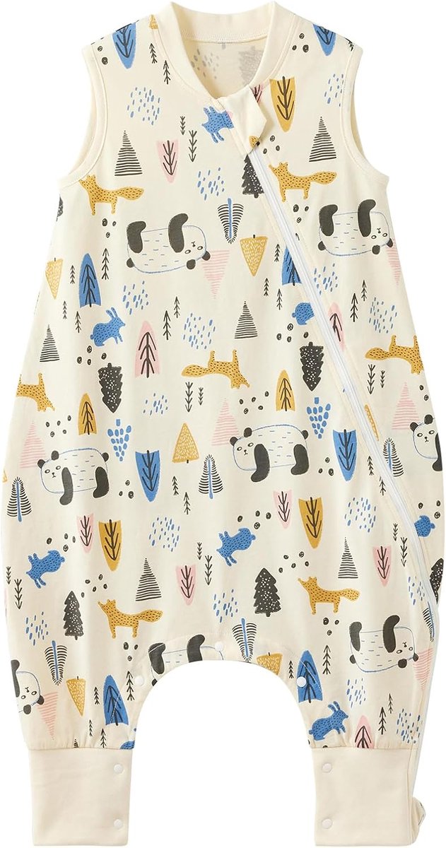 SnelShoppen - Duomiaomiao Baby Slaapzak met Voeten, Zomer Slaapzak voor Baby's, 100% Muslin Katoen, 0.5 Tog, Dubbele Rits, Ademend en Vochtafvoerend,