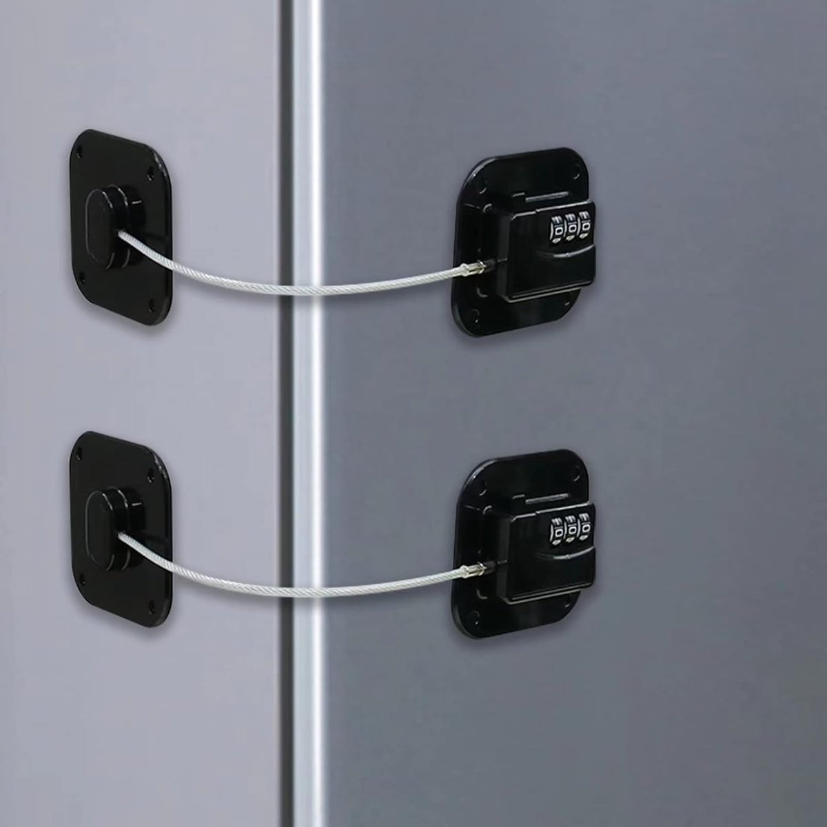 SnelShoppen - 2x Kindveilige Fridge Locks zonder Boren, Drie-cijferige Code, Voor Koelkast, Kast, Wasmachine, Toiletten, Zwart