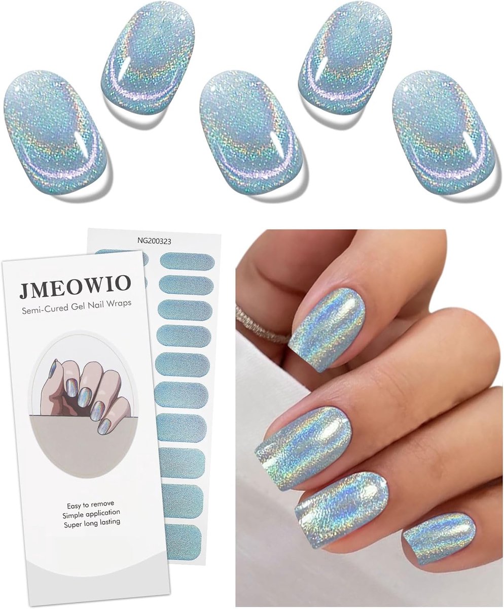SnelShoppen - Glitter Nail Foil Gel Nagelstickers UV Nagelstickers - 20 Stuks - Semi-Cured Gel - Duurzaam en Comfortabel - Perfect voor Feest en Dagel