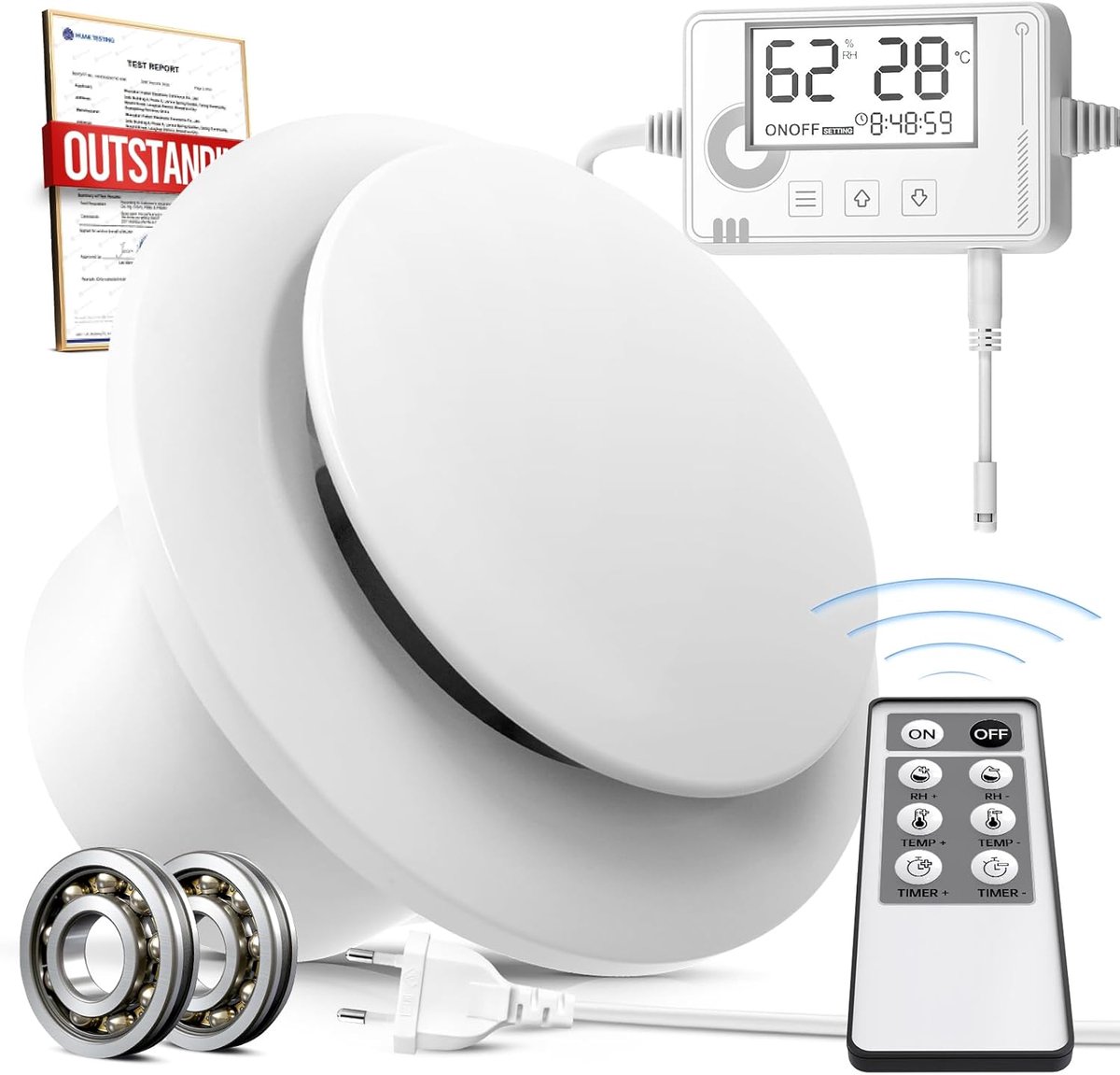 SnelShoppen - Badkamer Ventilator 100 mm met Vochtigheidssensor en Afstandsbediening - Rectangulaire Luchtververser voor Badkamer, Keuken en Toilet -