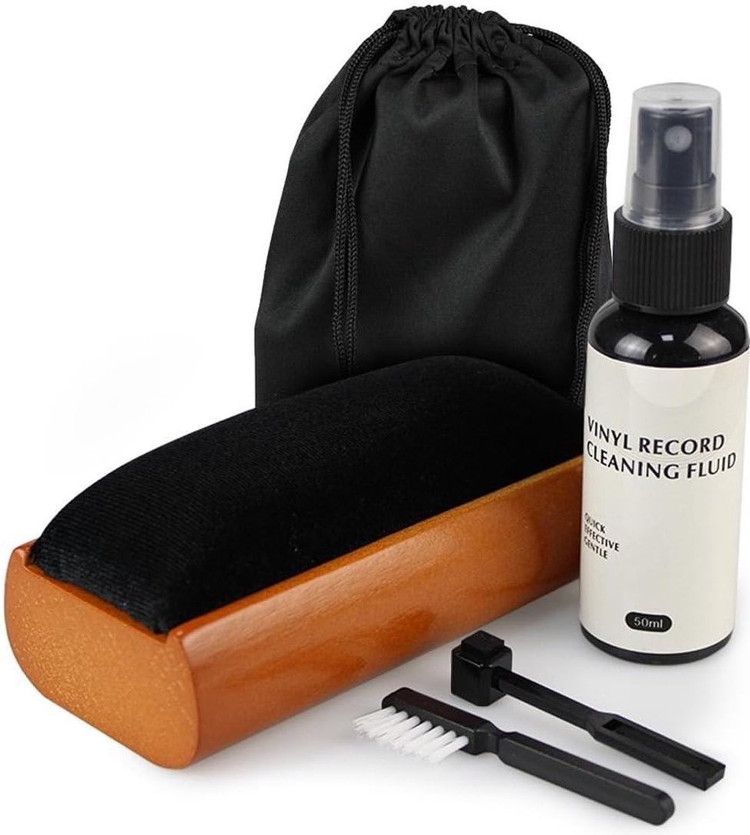 SnelShoppen - Plate Brush Premium Set - Antistatic LP Cleaner - Vinyl Cleaning Kit met Soft Velvet Borstel en Naaldreinigingsborstel - Perfect voor Vi