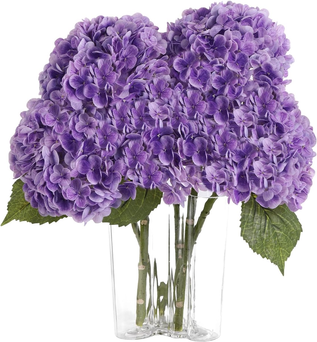 SnelShoppen - 3Pcs Kunstmatige Hortensia Bloemen Paars Real Touch Hydrangea Boeket Nep Hortensia's Voor Bruiloften Feesten Kantoor Thuis Decoratie