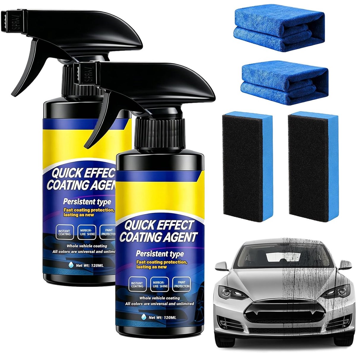 SnelShoppen - Quick Effect Coating Agent voor auto, multifunctionele keramische coating spray, snel krassen herstellen, waterloze reiniging, 500ml