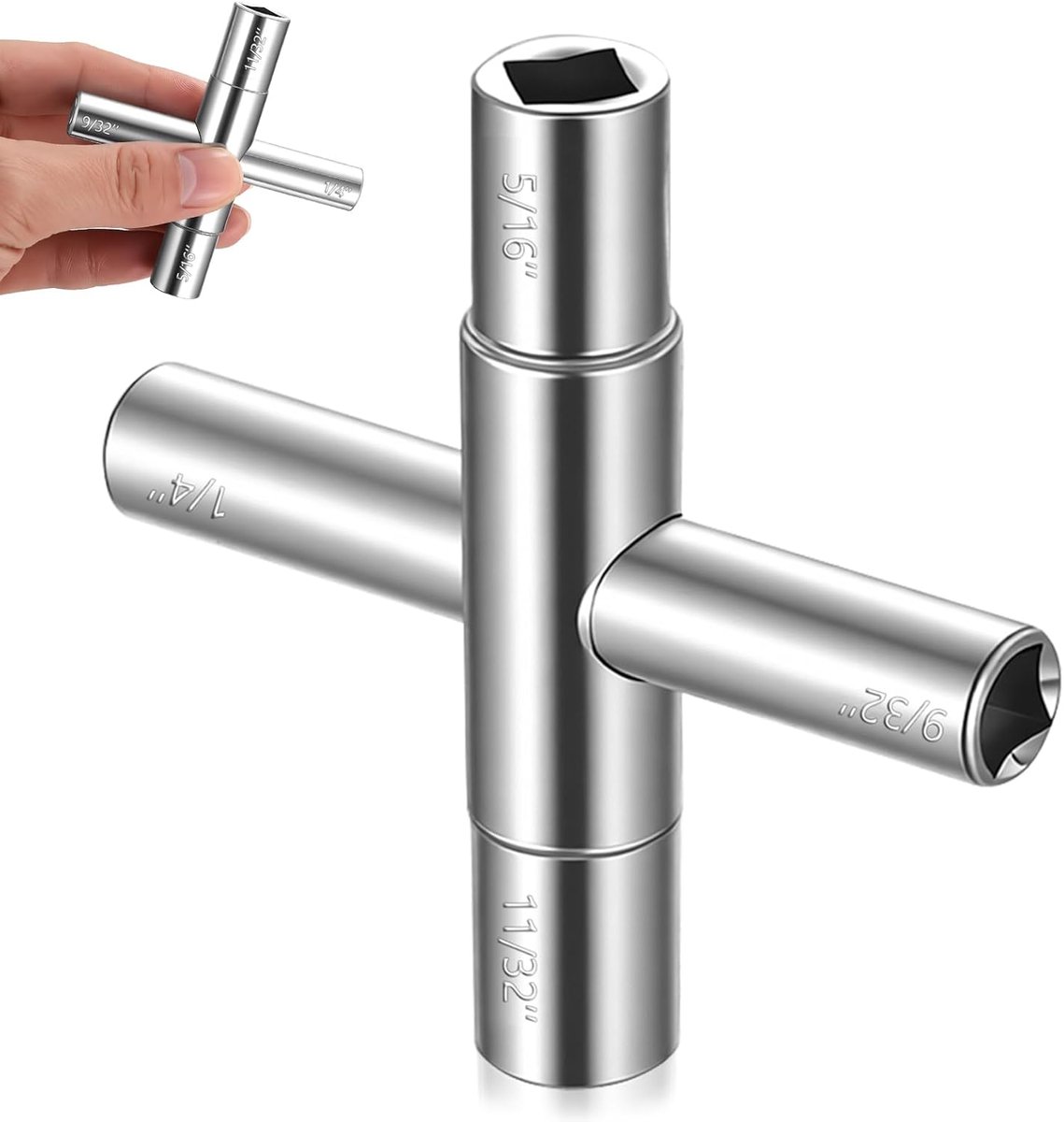 SnelShoppen - 4-Weg Radiator Ventiel Sleutel - Verwarming Ontluchtingssleutel - 6.5 mm/7 mm/8 mm/9 mm - Duurzaam Staal - Voor Elektrische Water en Gas