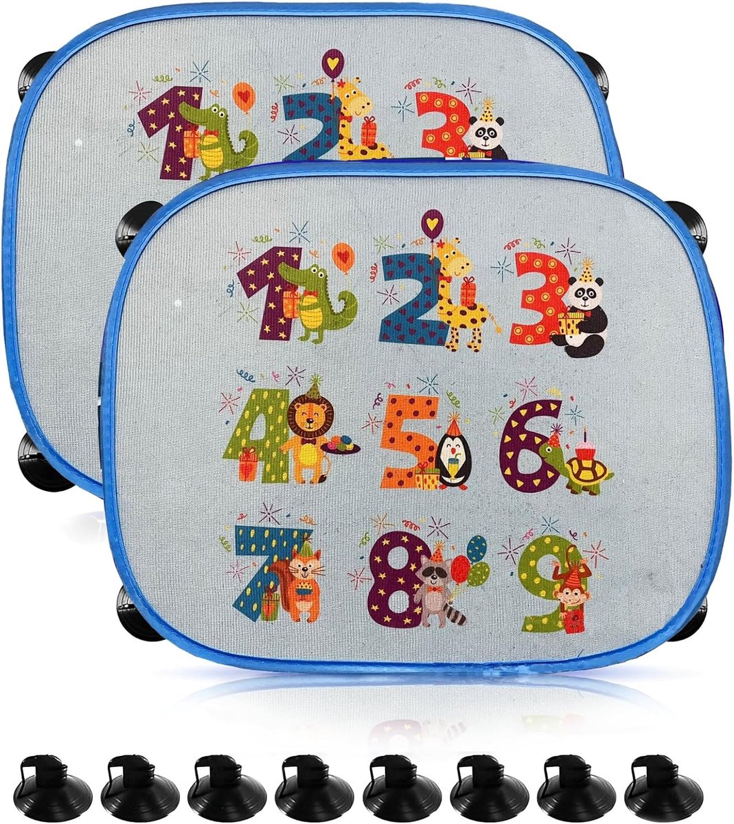 SnelShoppen - Car Sun Shade Set van 2 - Universele Zonnebescherming voor Auto - 44 x 36 cm met 8 Zuignappen - Ideaal voor Kinderen en Passagiers - UV