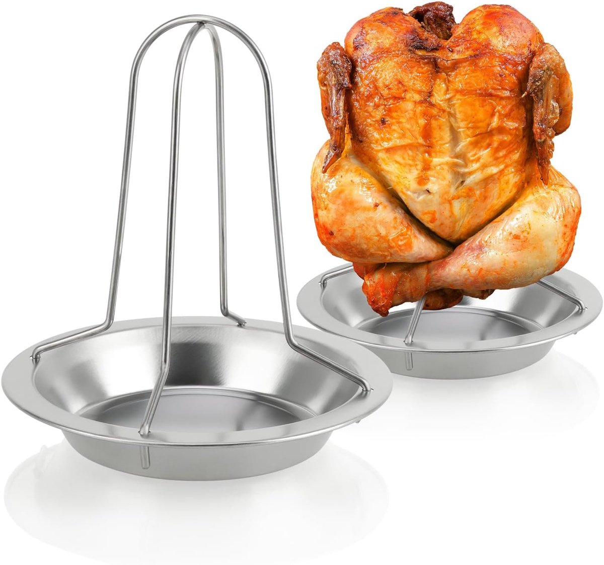 SnelShoppen - 2x Chicken Grill - BBQ Kipbrander voor Gegrilde Kippen - Kippenhouder voor Koken van Broiler Kippen - Gebraden Kippenhouder met Druppelb