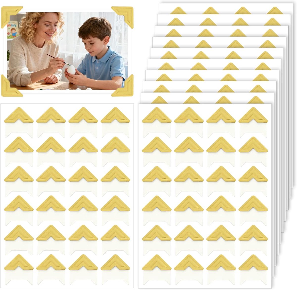 SnelShoppen - 240 Zelfklevende Fotohoeken Goud voor Fotoalbum, Scrapbooking, Decoratieve Hoeken, Duurzaam Papier, 10 Vellen, Perfect voor Feesten en C