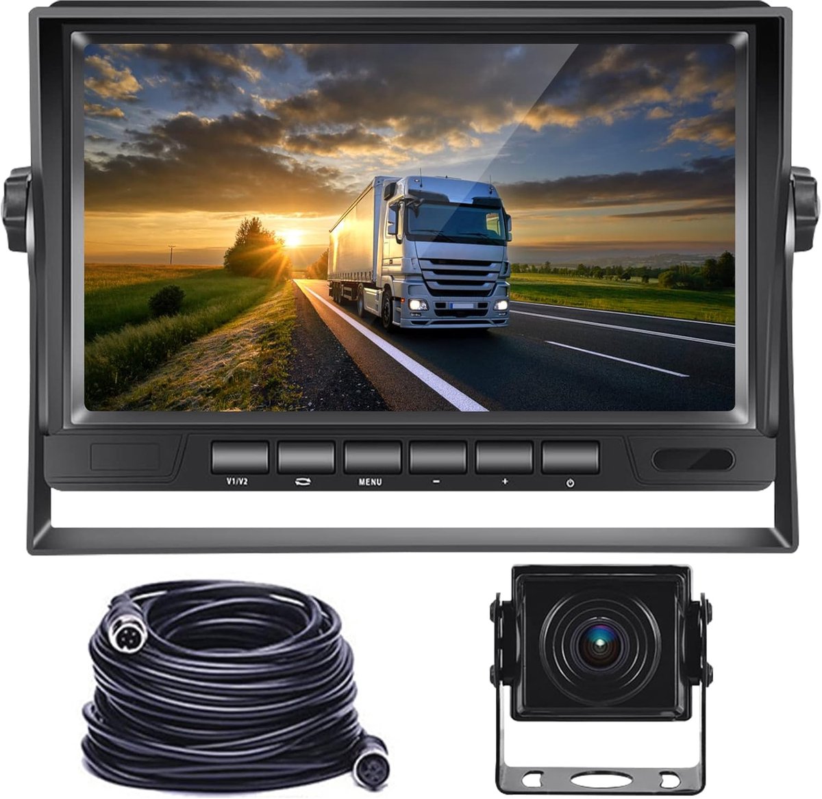 Achteruitrijcamera set - Parkeerhulp monitor - Veilig manoeuvreren - Digitale AHD technologie - 7 inch scherm - Zwart