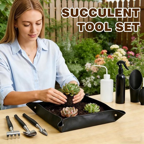 Complete Bonsai Starter Set met 16 Onderdelen, Inclusief Waterdichte Pot, Opbergzak en Mini Tuingereedschap voor Verpotten, Vetplanten en Plantenverzorging — afbeelding 3