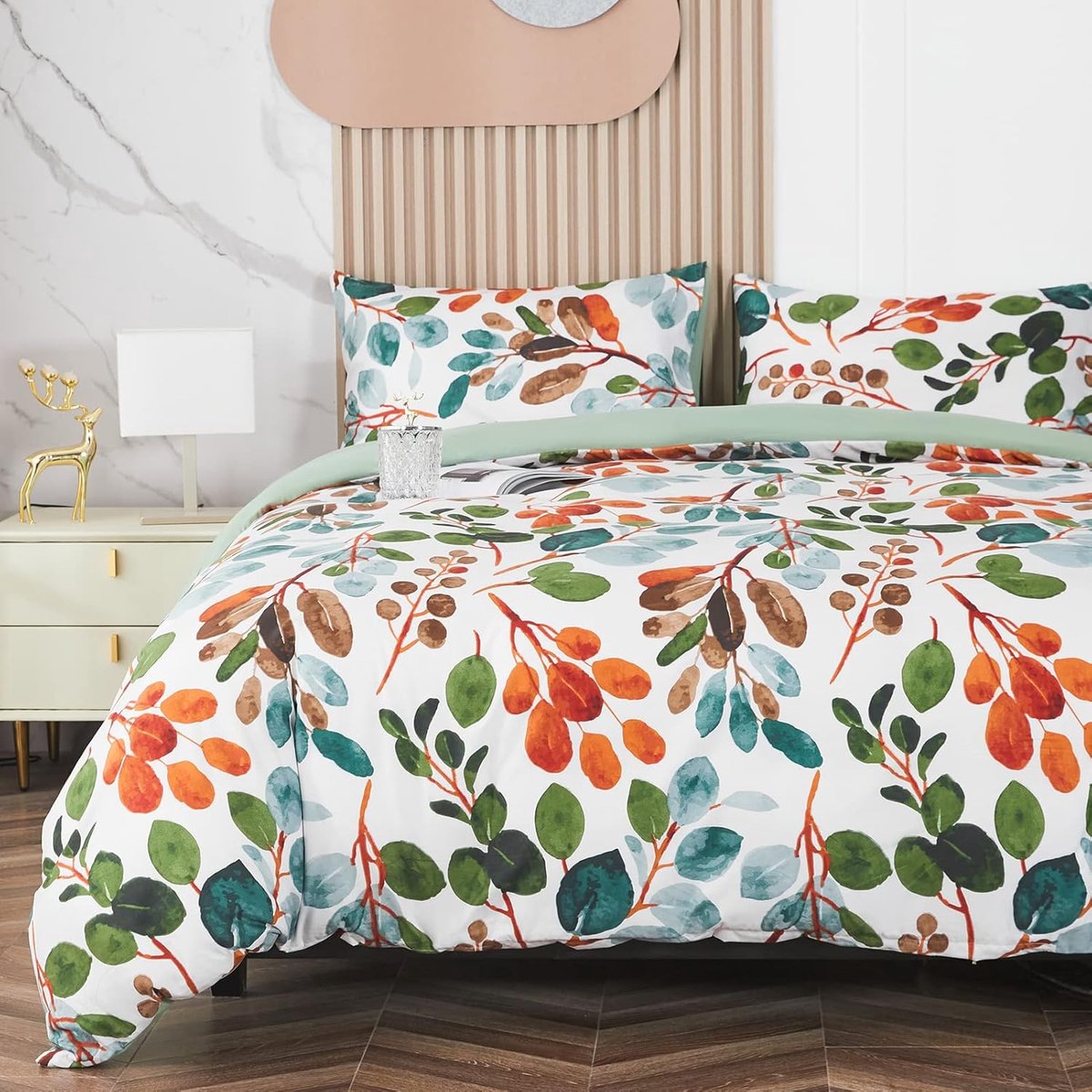 SnelShoppen - Beddengoedset Tweepersoonsbed, Dekbedovertrek 220x240 cm, 2 Kussenslopen 50x70 cm, Kleurrijk Bloemenpatroon, Microvezel, Bohemian Stijl,