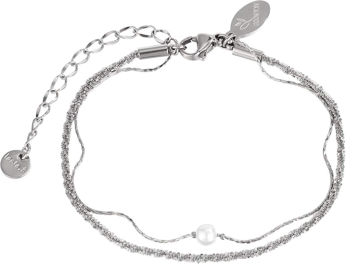 SnelShoppen - Waterdicht Enkelbandje Dames tot 30 cm - Roestvrij Staal met Gelaagde Kralen - Zilver/Roségoud/Goud - Perfect voor Feest en Dagelijks Ge