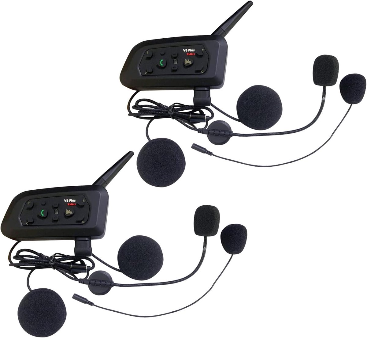SnelShoppen - V6 Bluetooth Motorfiets Intercom Communicator Headset - 1200m Bereik - 6 Bestuurders - Duits Handleiding - Perfect voor Motorrijden en B