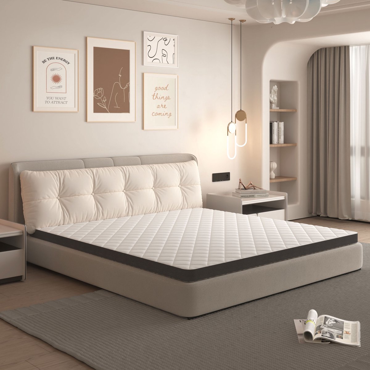 DESMIU Matras 90x200 cm - H3 Gemiddeld Ligcomfort Met 7-Zoneschuim En Ergonomische Ondersteuning - 7 cm Hoog - Oeko-Tex Gecertificeerd - Wit Grijs
