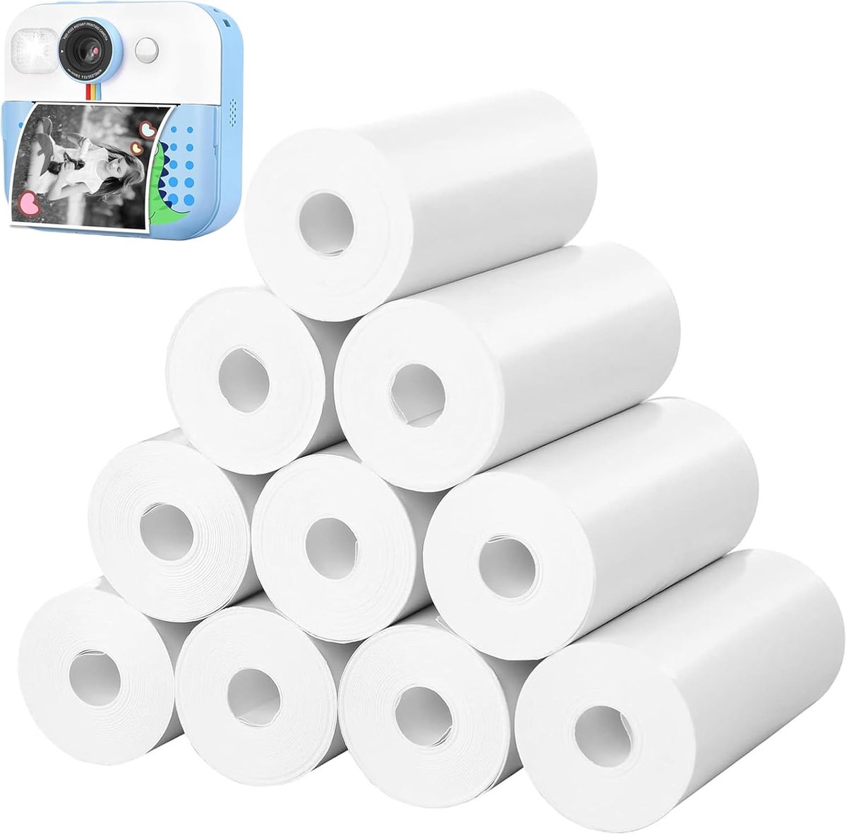 SnelShoppen - Thermisch Papier voor Fotocamera voor Kinderen - 10 Rollen Navulpapier - 57 mm - Geschikt voor Kleine Camera's - Perfect voor Feesten en