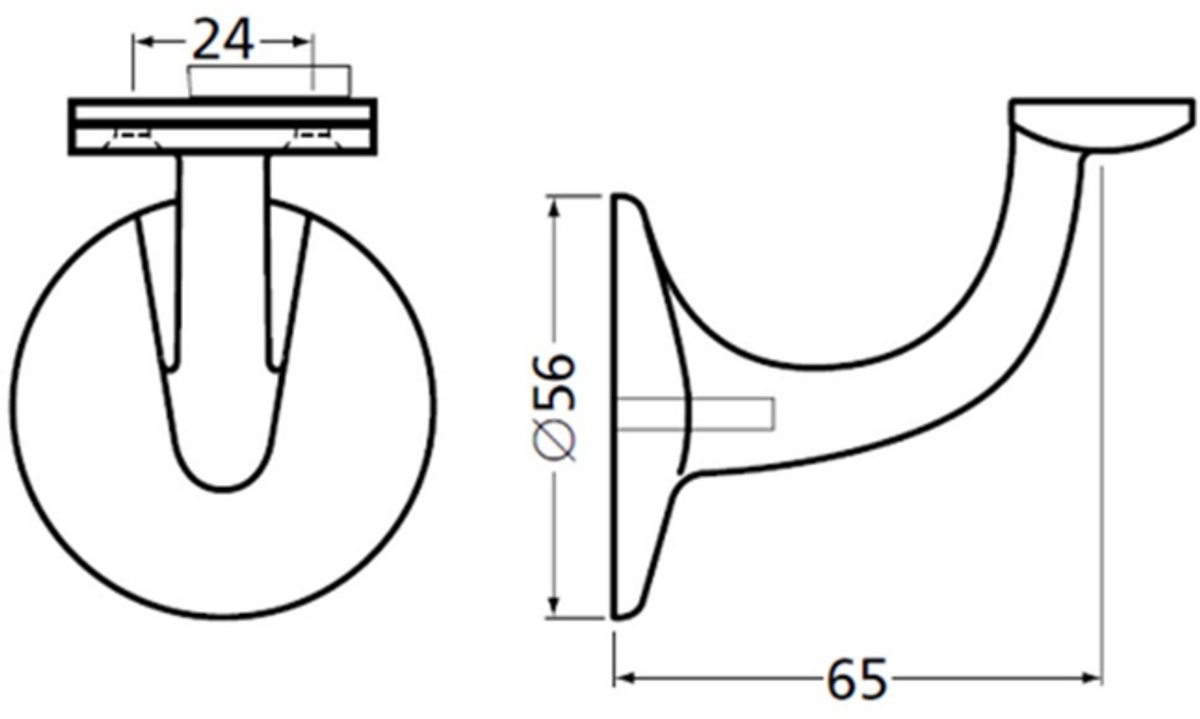 Hermeta Leuninghouder 65mm - Vlak zadel wit