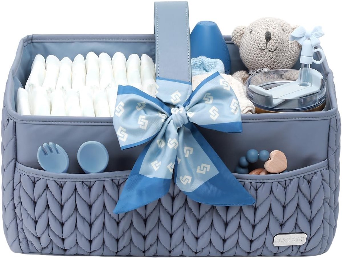 SnelShoppen - Luxueuze Babyluiercaddy - Opbergmand voor Luiers en Babydoekjes - Draagtas Organizer - Reisbabymand voor Pasgeboren Jongen en Meisje - S