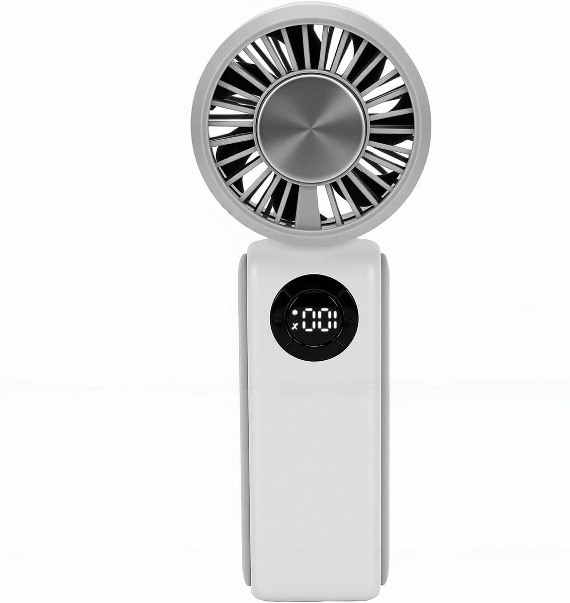 Handventilator met Koeling - Draagbare Ventilator - Persoonlijke Koeling - Digitaal Display - 4000 mAh Batterij - Wit