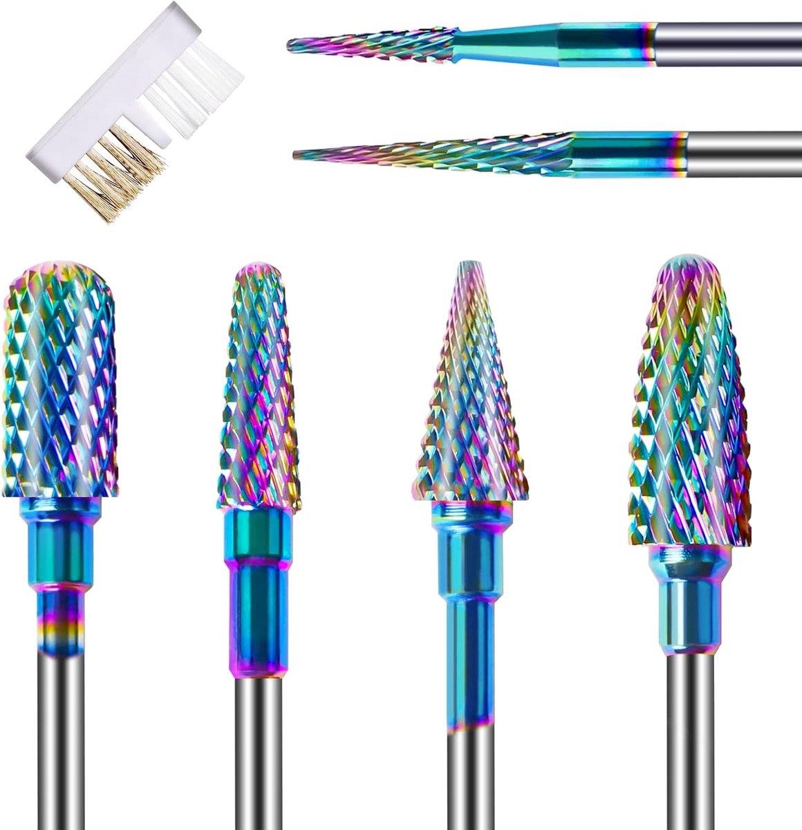 SnelShoppen - 6-delige Nail Drill Bits Set met Reinigingsborstel, 3/32 Inch Professionele Tungsten Carbide Nagelbits voor Manicure en Pedicure Thuis S