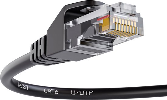 Qost - CAT6 internetkabel - CCA / UTP - 10 Gbps / 250 MHz - RJ45 Connectoren - Patchkabel / Netwerkkabel - 1 meter - Zwart