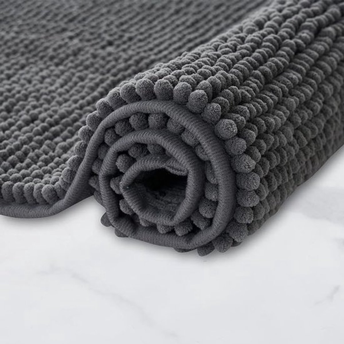 Antislipmat voor de badkamer - Fluweelzachte antislipmat | Superabsorberend, machinewasbaar | Geschikt voor badkamers, douches, badkuipen of toiletten | Donkergrijs - 40x60 cm - Lichtgrijs