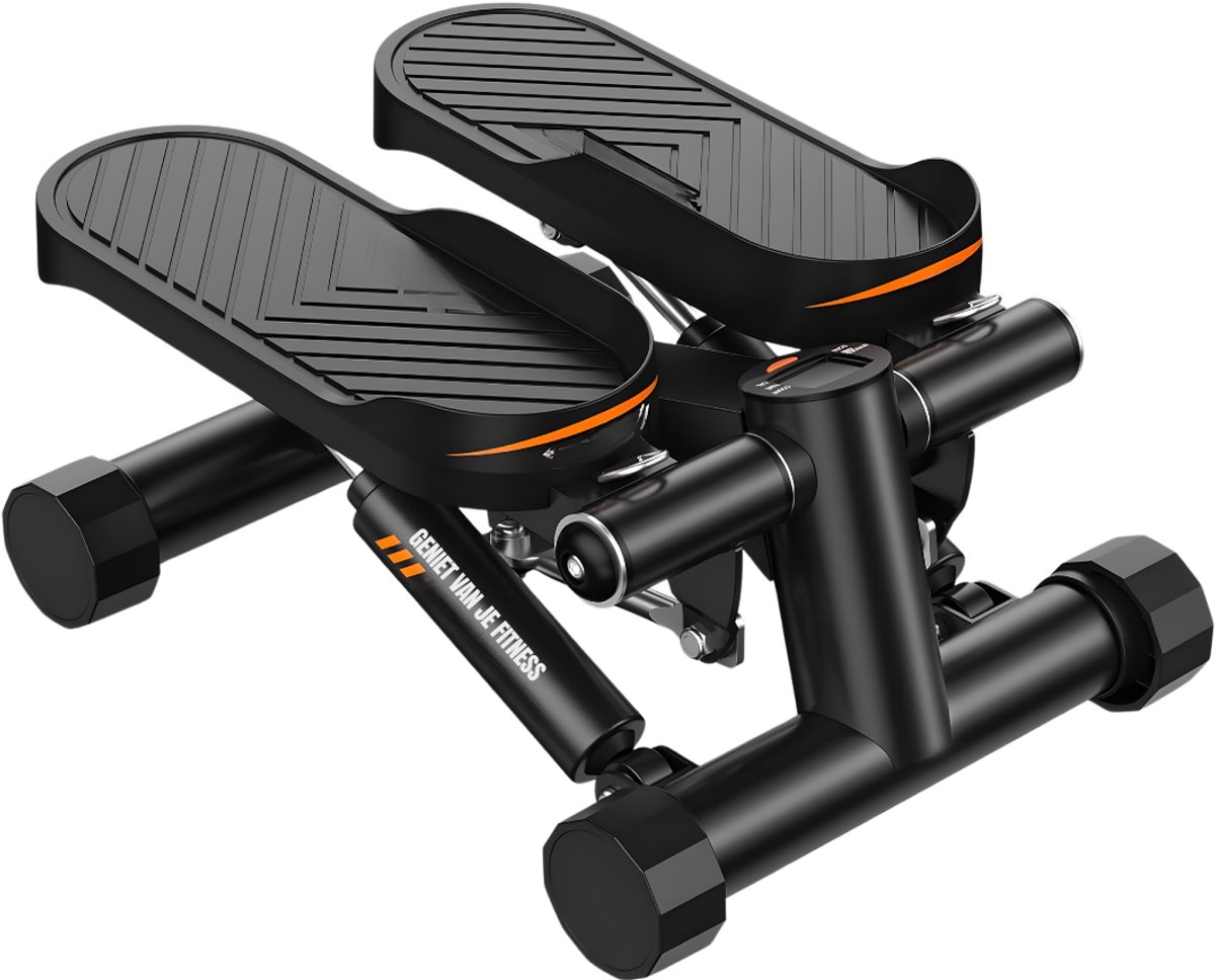 KIRA® Stepper Fitness - Stair Stepper Voor Oefeningen - Twist Stepper Met Weerstandsbanden - Zwart - 29cm x 33cm x 8cm
