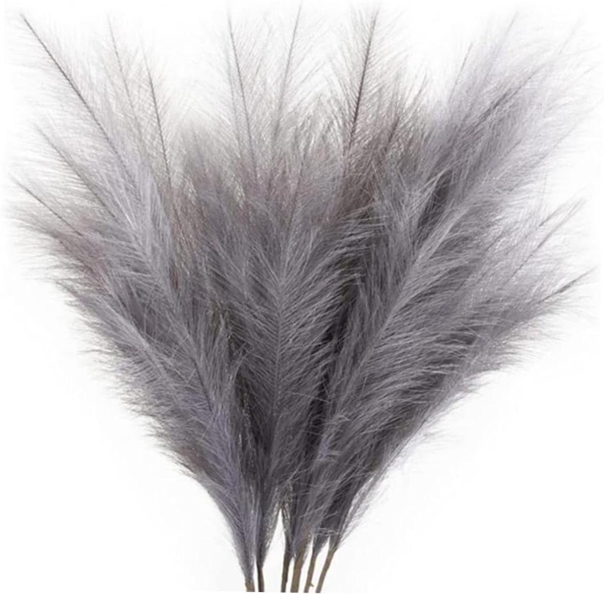 Kunstgras Pampas - Nep Pluim - Interieur Decoratie - Zonder Onderhoud - 45 cm 6 Stuks - Donkergrijs