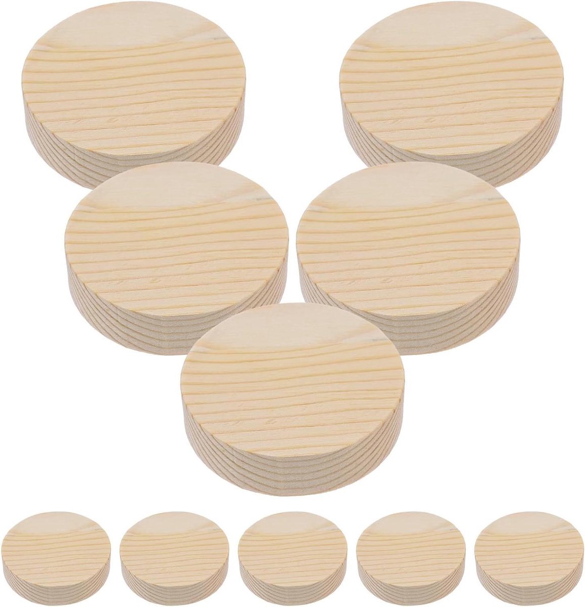 Houten Schijven - Natuurlijke Rondjes - Knutselen Decoraties - Gladde Afwerking - 10 Stuks - Beige