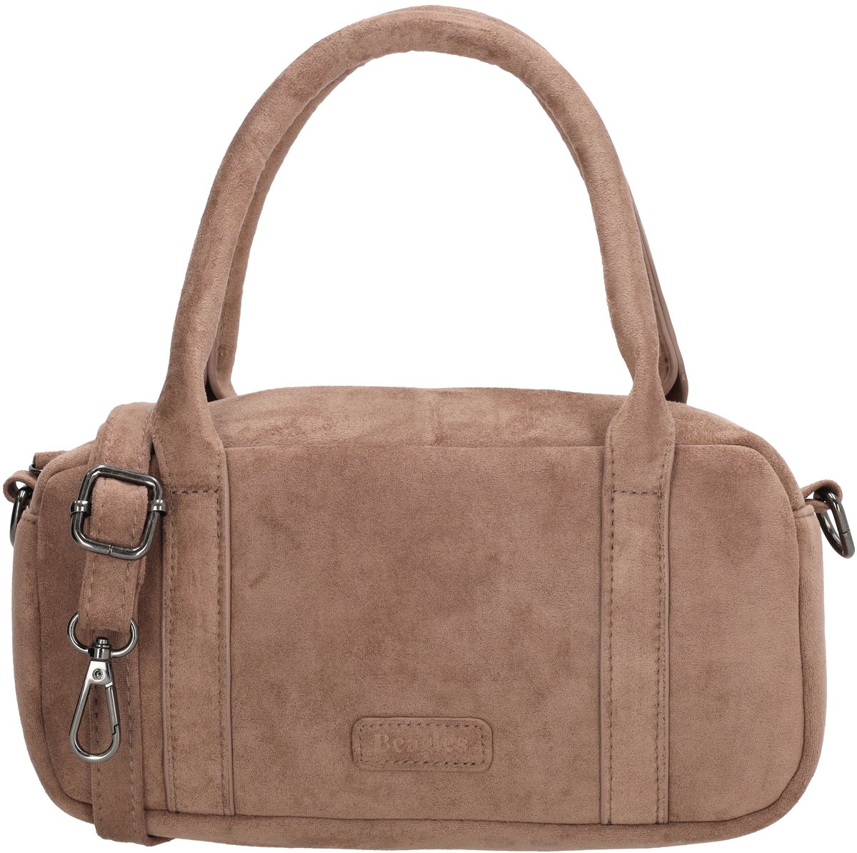 Beagles Ako Handtas - Schoudertas - Faux Suede - Dames Tas - Afneembare Schouderband - Ritssluiting - Crossbody - Taupe
