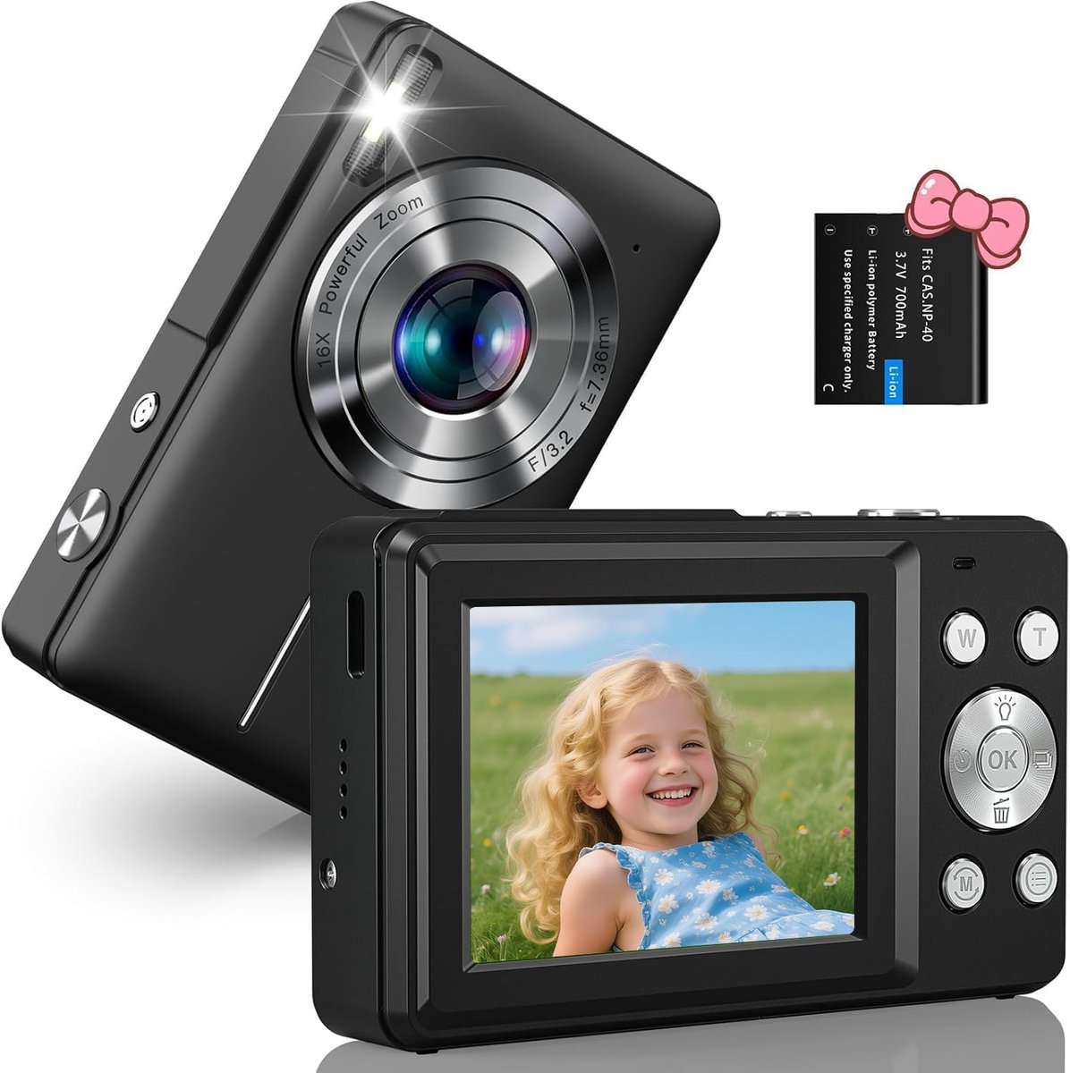 SnelShoppen - 1080P Digitale Camera 44MP met 16x Digitale Zoom - Compact Vlogcamera voor Kinderen, Tieners en Beginners - Ideaal voor Feesten en Avont