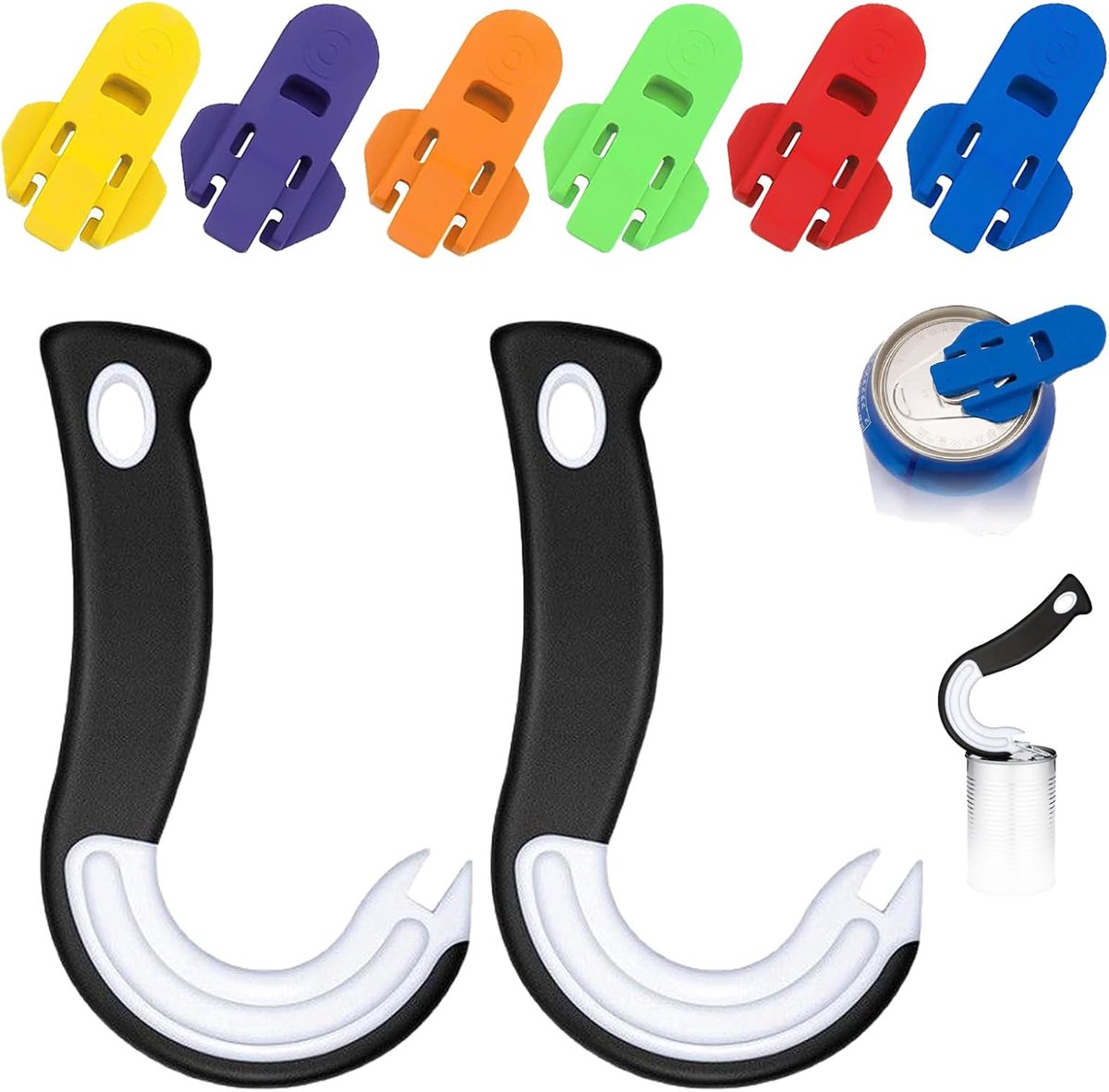 SnelShoppen - 2pcs Ringpull Glasopener Set, Handmatige Blikopener, J-vormige Flesopener, Lichtgewicht en Duurzaam, Voor Zwakke Handen, Keuken, Feest,