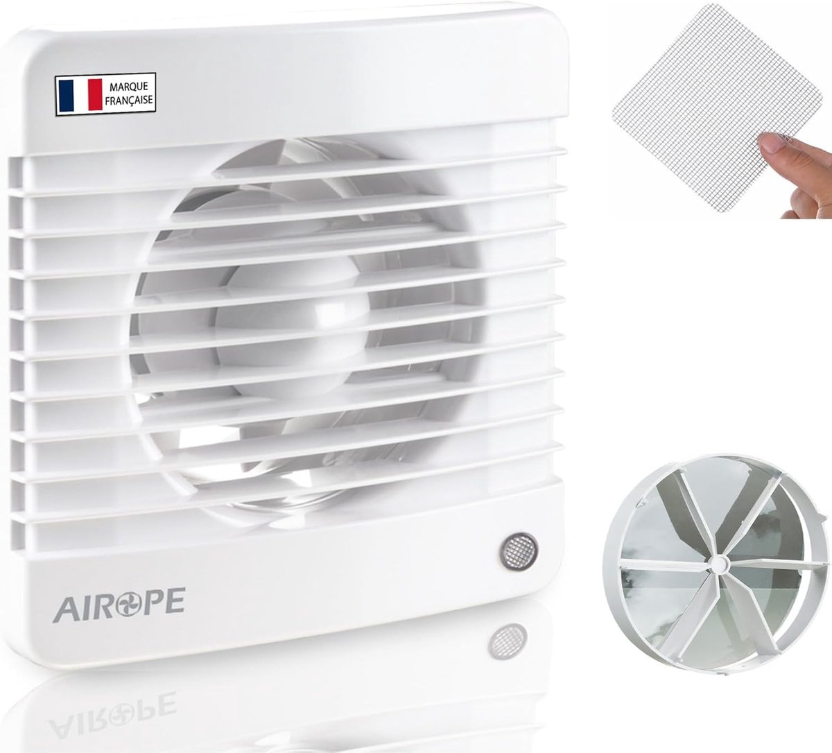 SnelShoppen - Timer 100 mm Afzuigventilator met Terugslagklep + Ingebouwd Muggennet, Laag Wattage 7 W, Stille Werking 26 dBA, Wandmontage voor Badkame