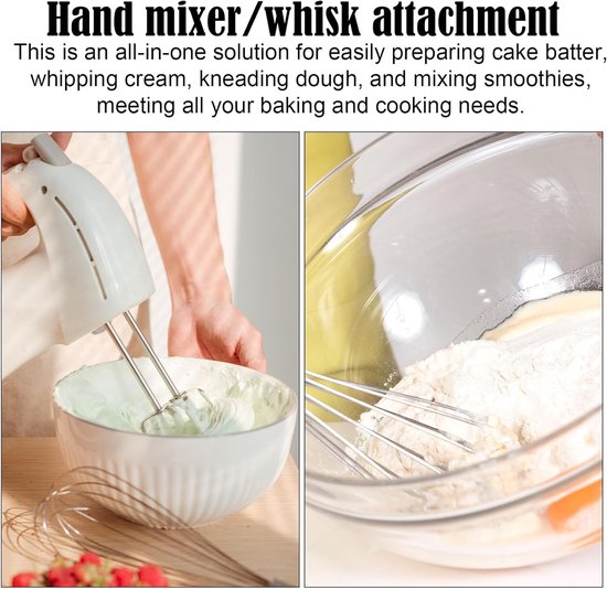 SnelShoppen - Hand Mixer Accessoires Set - 2 Turbo Kloppers, 1 Eiklopper, 2 Deeghaken en 1 Mengstaaf - Roestvrij Staal - Voor Keuken, Bakken, Koken van Snelshoppen — afbeelding 4