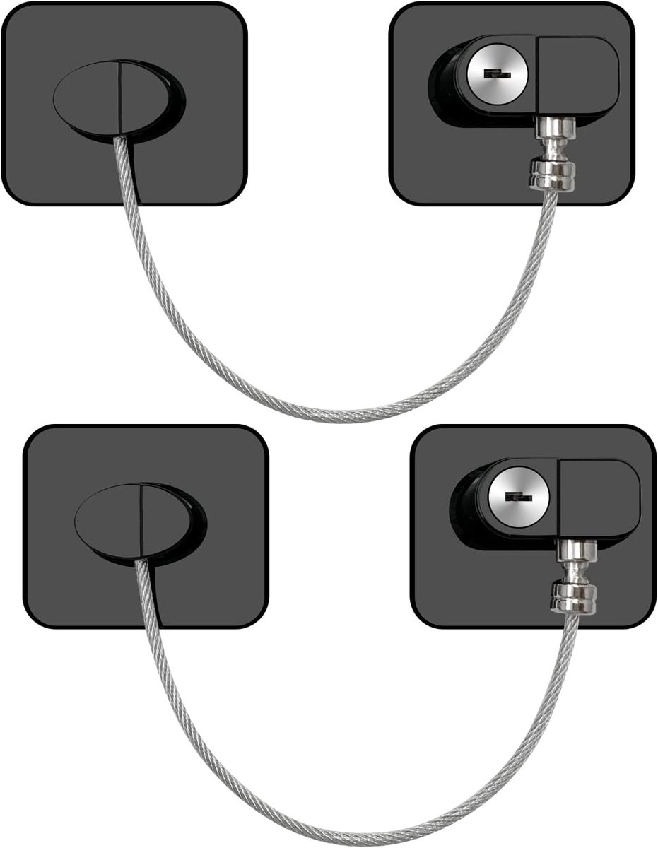 SnelShoppen - 2 x Fridge Lock met Sleutel, Geen Boren, Kinderen en Huisdieren Veilig, Geschikt voor Koelkasten, Wasmachines, Kastdeuren, Toiletten, Ra