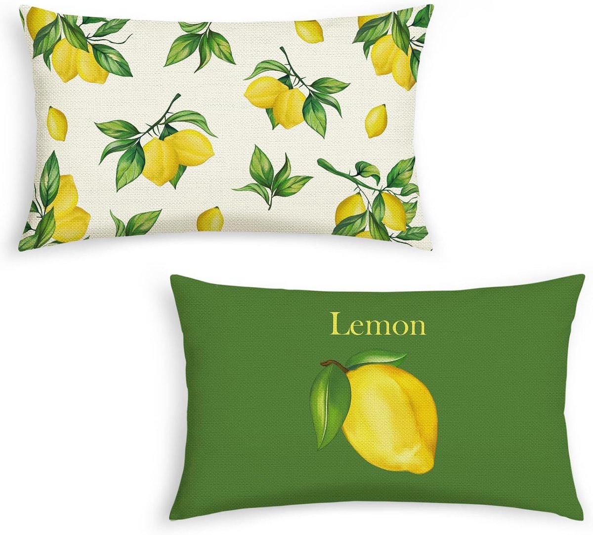 SnelShoppen - Set van 2 Kussenslopen Citroen Zomer 30x50cm Geel Fruit Groen Decoratieve Kussenhoezen voor Sofa Slaapkamer Tuin Buiten Decoratie