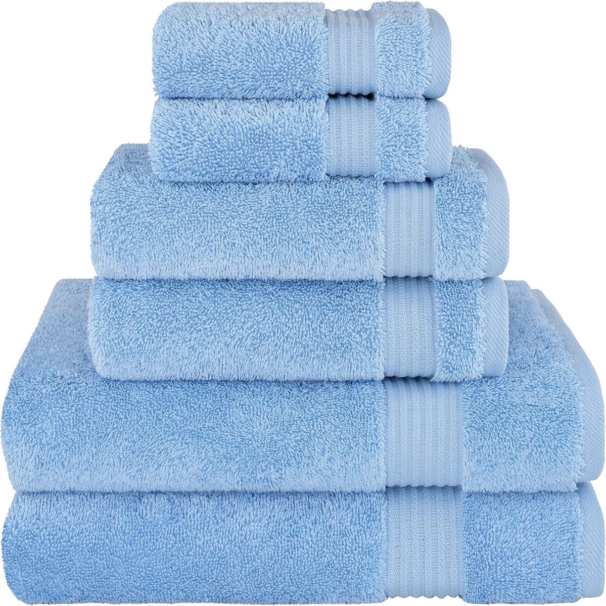 Thijox - Cotton Paradise 6-delige handdoekenset, 100% Turks katoen, zachte absorberende badhanddoeken, 2 badhanddoeken, 2 handdoeken, 2 washandjes, he