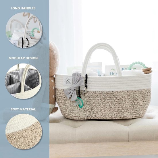 Bruine Caddy Organizer - Baby Caddy voor pasgeboren luiers - Luier Caddy voor Baby Toiletartikelen & Luiers - Babycommode & Luier Organizer - Veranderende Caddy & Opbergorganizer van KiddyBoo — afbeelding 2