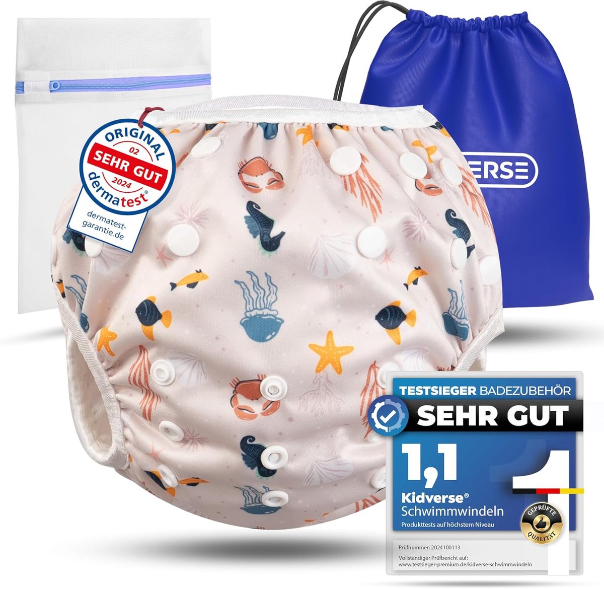 SnelShoppen - Herbruikbare zwemluiers voor baby's 0-3 jaar - Huidvriendelijk, Absorberend, Inclusief Opbergzak & Wasnet - Kinderen, Zwemmen, Veilig en