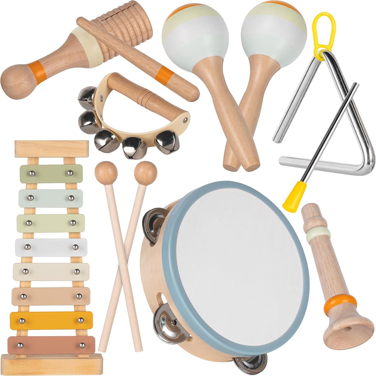 Thijox - Houten Muziekinstrumenten voor Peuters 3-9 Jaar | Montessori Speelgoed | Educatieve Muziek Set | Kindvriendelijk | Speelgoed voor Binnen en B
