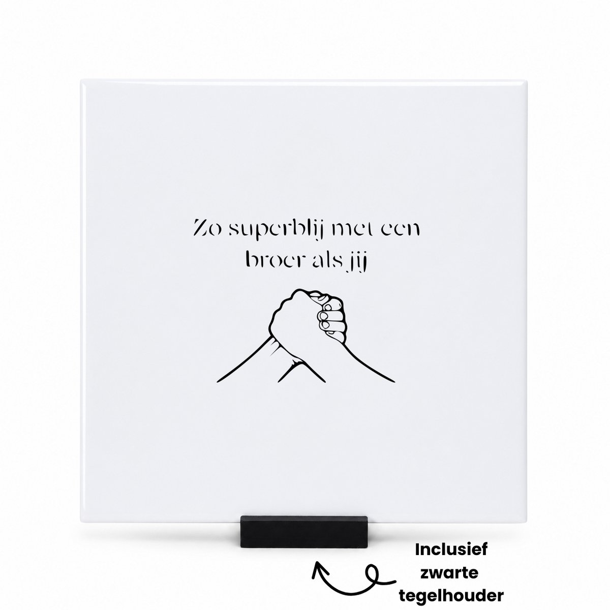 Hacebo Zo Super blij met een broer als jij tegeltje met tegelhouder - Broer - Beste broer ever - tegeltjes met tekst - Verjaardag cadeau - Bedank cadeau - Familie kado - cadeau - liefde - spreuktegels - 15x15 CM Wit