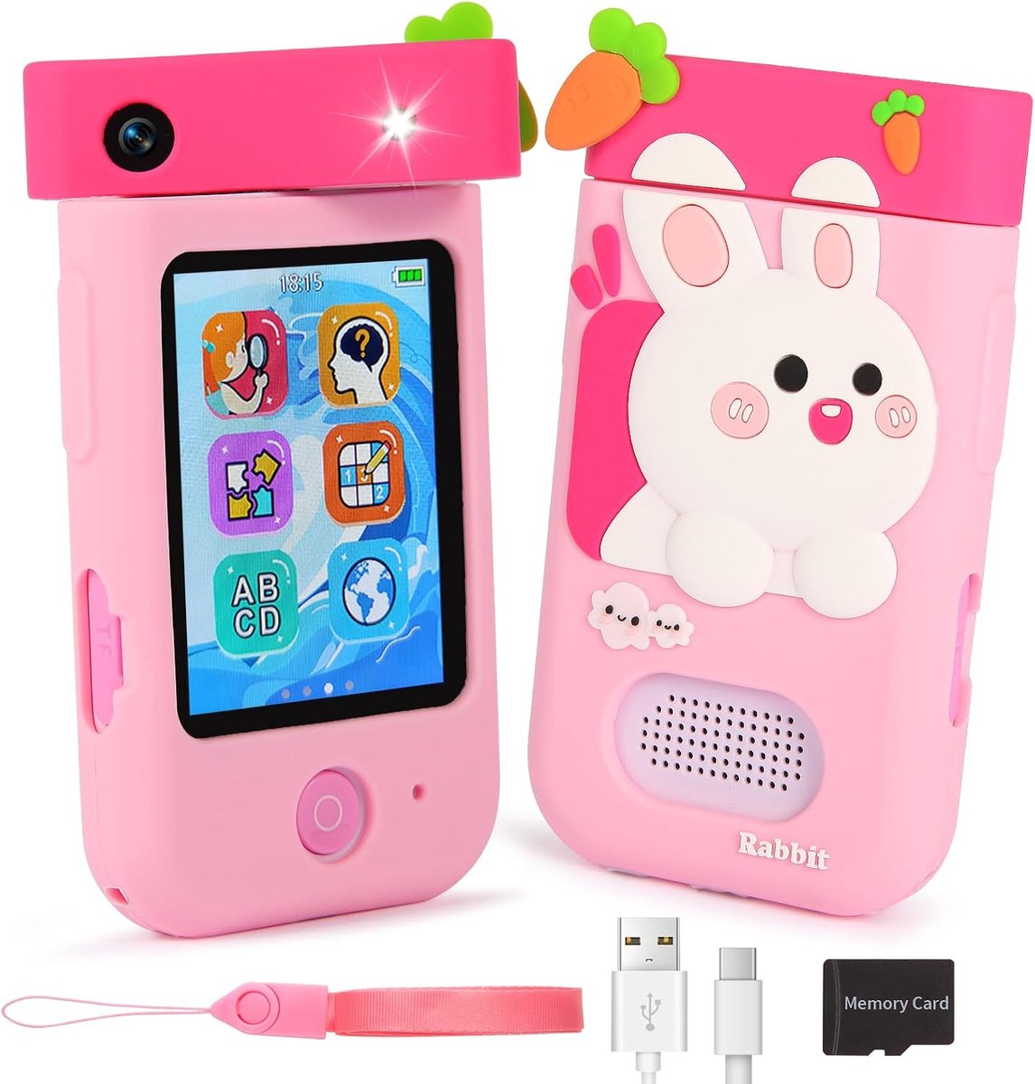 SnelShoppen - Kinder Camera met 2,8" Touchscreen, 180° Draaibare Lens, Muziekspeler en 8GB Kaart - Perfect Kerst- en Verjaardagscadeau voor Jongens en