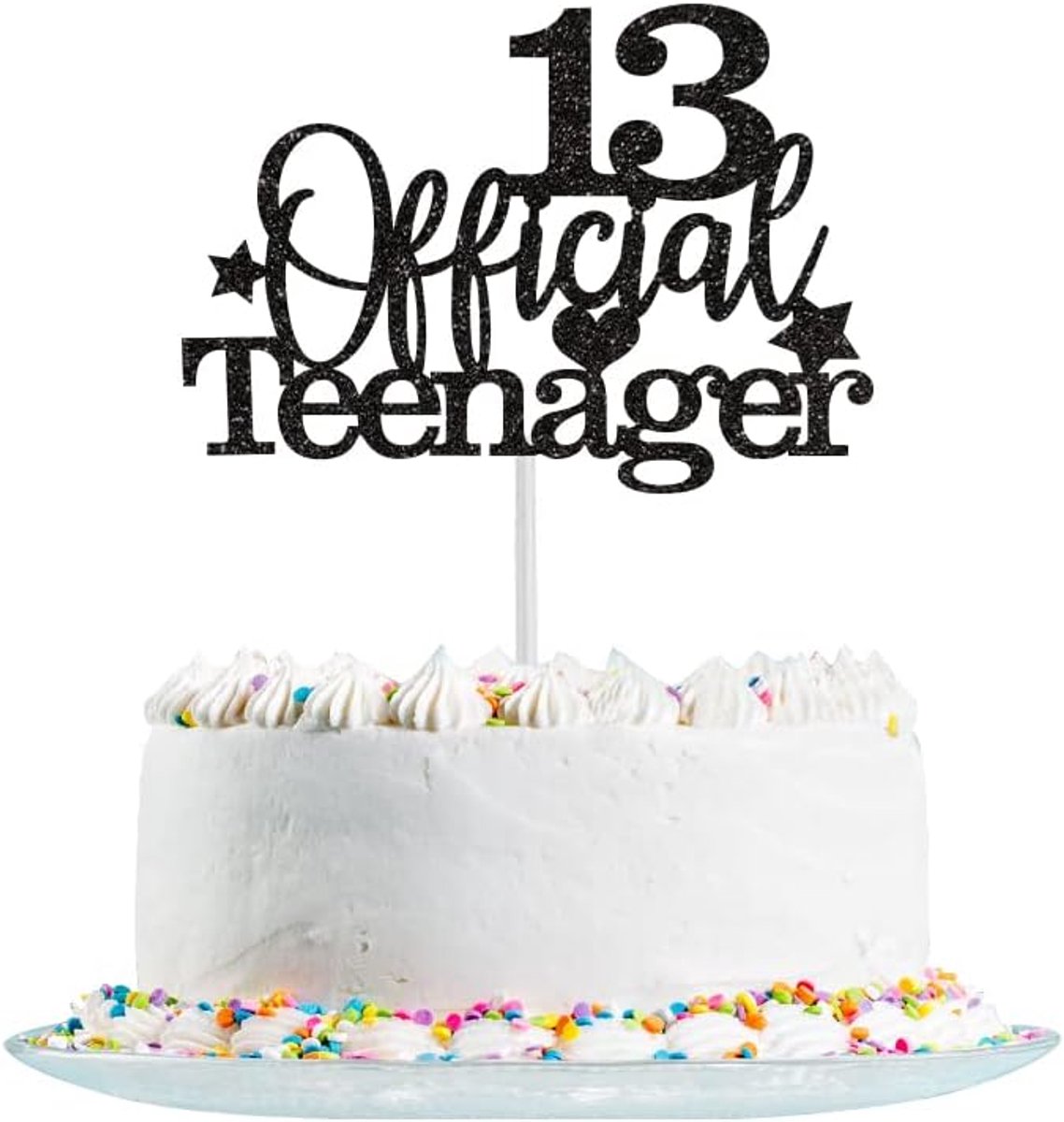 Gelukkige 13e Verjaardag Taarttopper - Blauwe Glitter Decoratie voor Tieners