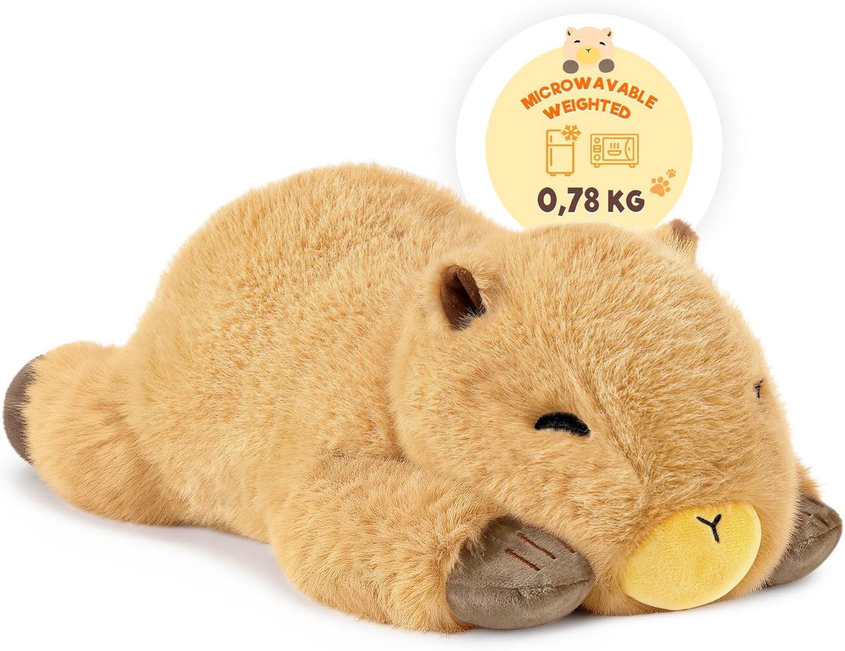SnelShoppen - Warmtekussen Pluisdier Capybara 0,78 KG - Verwarmend Knuffeldier voor Kinderen en Volwassenen - Magnetron Warmte Kussen - Stressverlicht