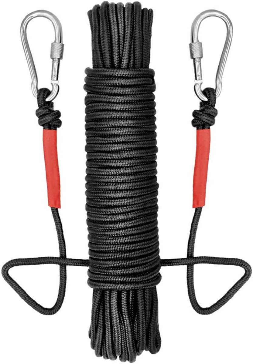 SnelShoppen - Multifunctioneel Nylon Touw 20m Zwart 6mm - 100kg Draagvermogen - Ideaal voor Magneetvissen, Vastzetten van Goederen en Waslijn