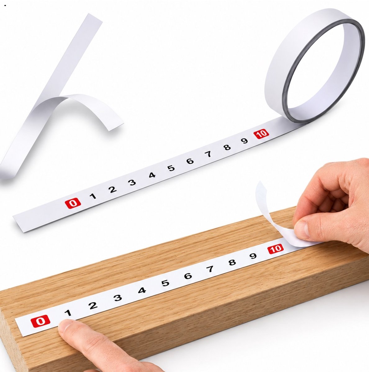 Zelfklevend Meetlint – Set van 4 – 1 Meter – Links naar Rechts – Metalen Rolmaat – Koolstofstaal – Zelfklevende Meetstrip – Voor Werkbank, Zaagtafel, Freestafel & Houtbewerking