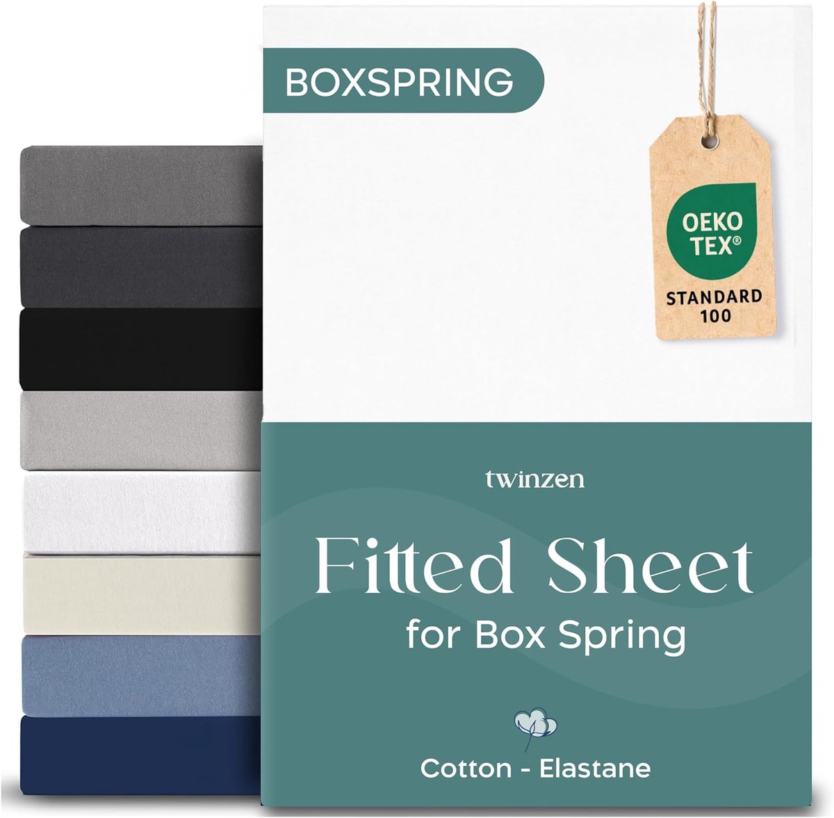 SnelShoppen - Fitted Sheet 180x200cm - Katoen met 5% Elastaan - 40cm Hoekdiepte voor Dikke Matrassen/Boxsprings - Wit - Oeko-Tex