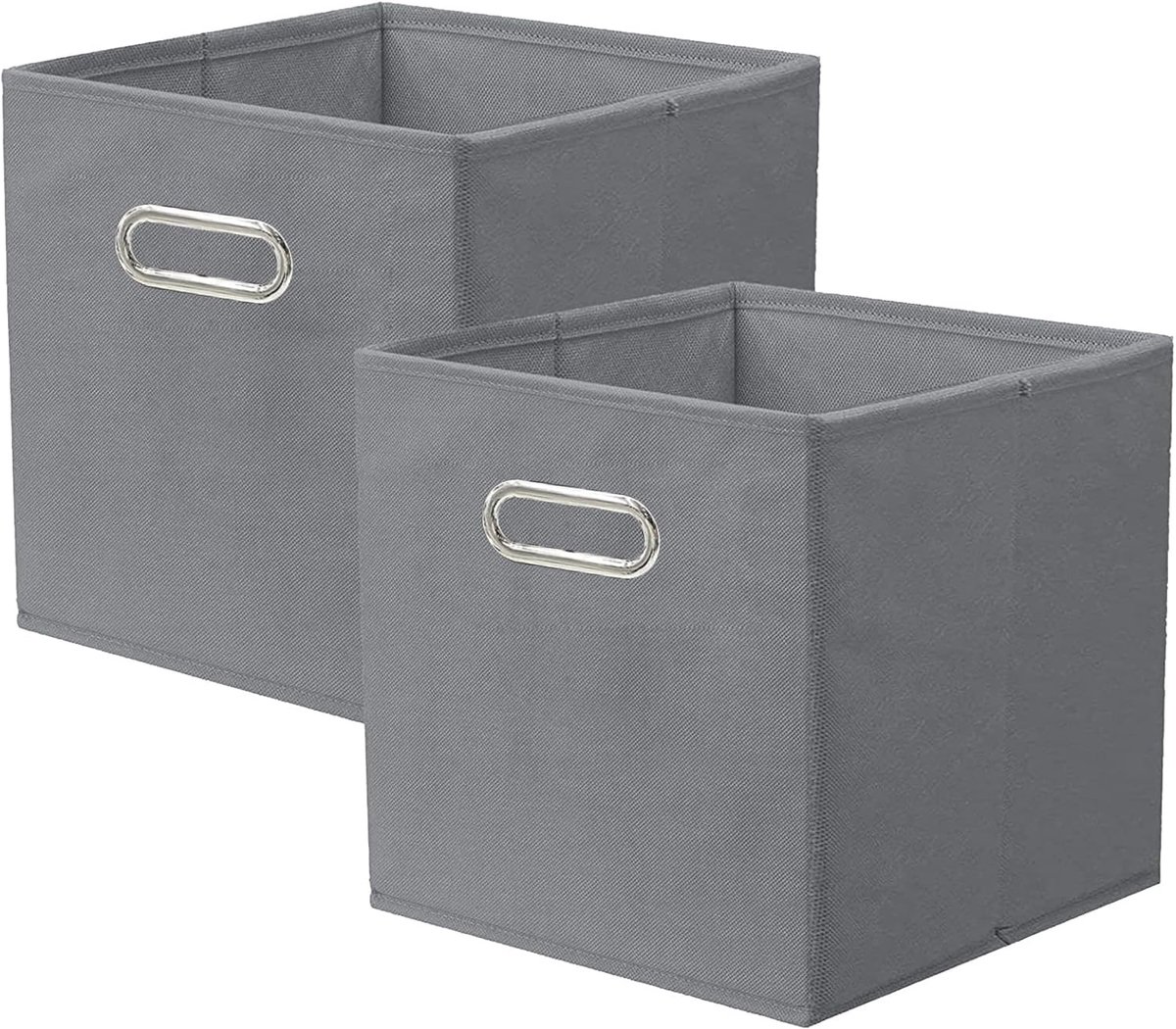 SnelShoppen - Vouwbare Opbergdoos van Stof met Metalen Handvatten voor Kasten en Speelgoed - Grijs - Stevig Polypropyleen - Makkelijk te Reinigen - Id