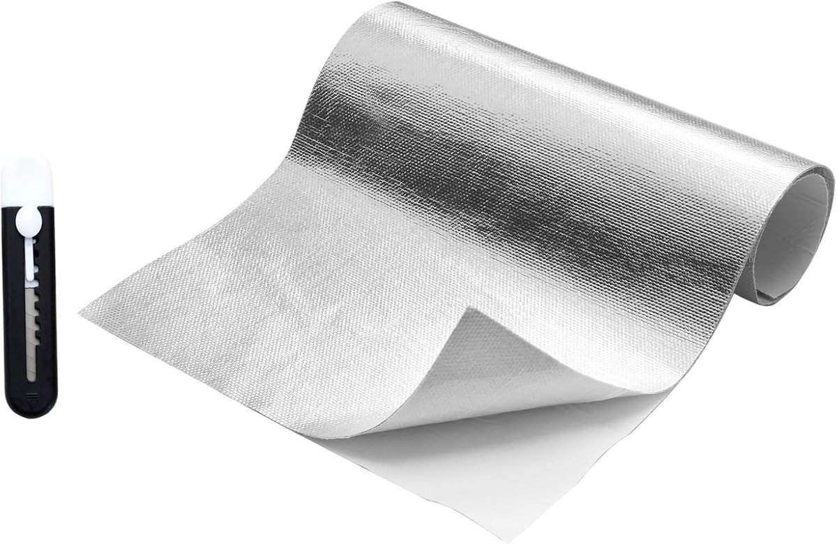 SnelShoppen - 60 x 300cm Isolatiefilm Zelfklevend Thermische Isolatie Aluminiumfolie Glasvezel Warmtebarrière Reflecterend Materiaal voor Isolatie, Bu