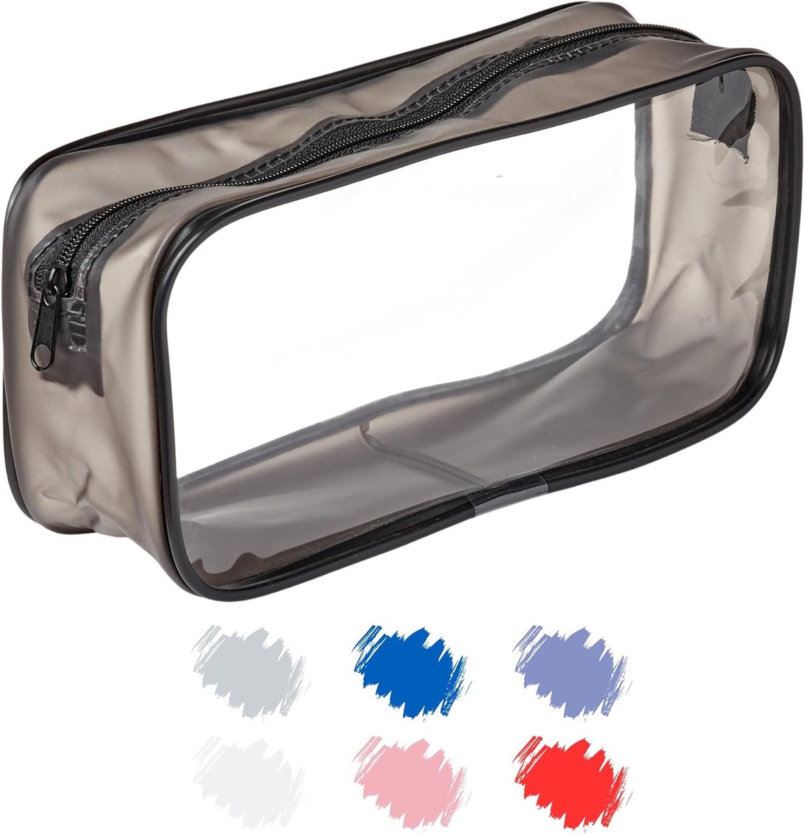 SnelShoppen - Grote Zwarte Transparante Pennenhouder - Schoolbenodigdheden & Stationery - Organizer voor Vrouwen - Draagbare Cosmetica Tas - 1 Stuk