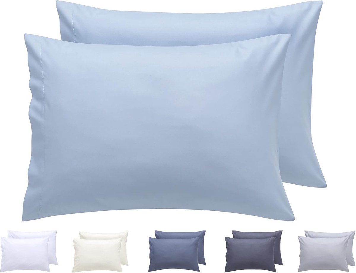 SnelShoppen - Set van 2 Hypoallergene Kussenslopen 50x70 cm - Extra Zacht Microfiber Kussenslopen in Lichtblauw - Perfect voor Slaapkamer, Logies en K